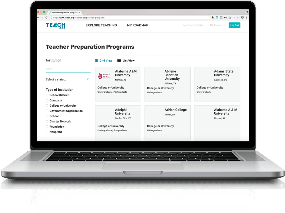 Screenshot of the TEACH.org Teacher Preparation App